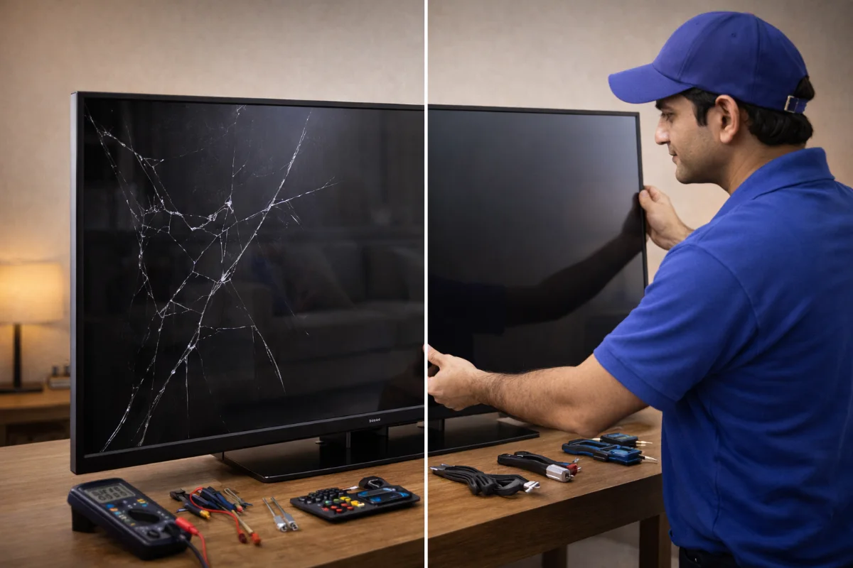 LED TV Broken Screen Panel Replacement